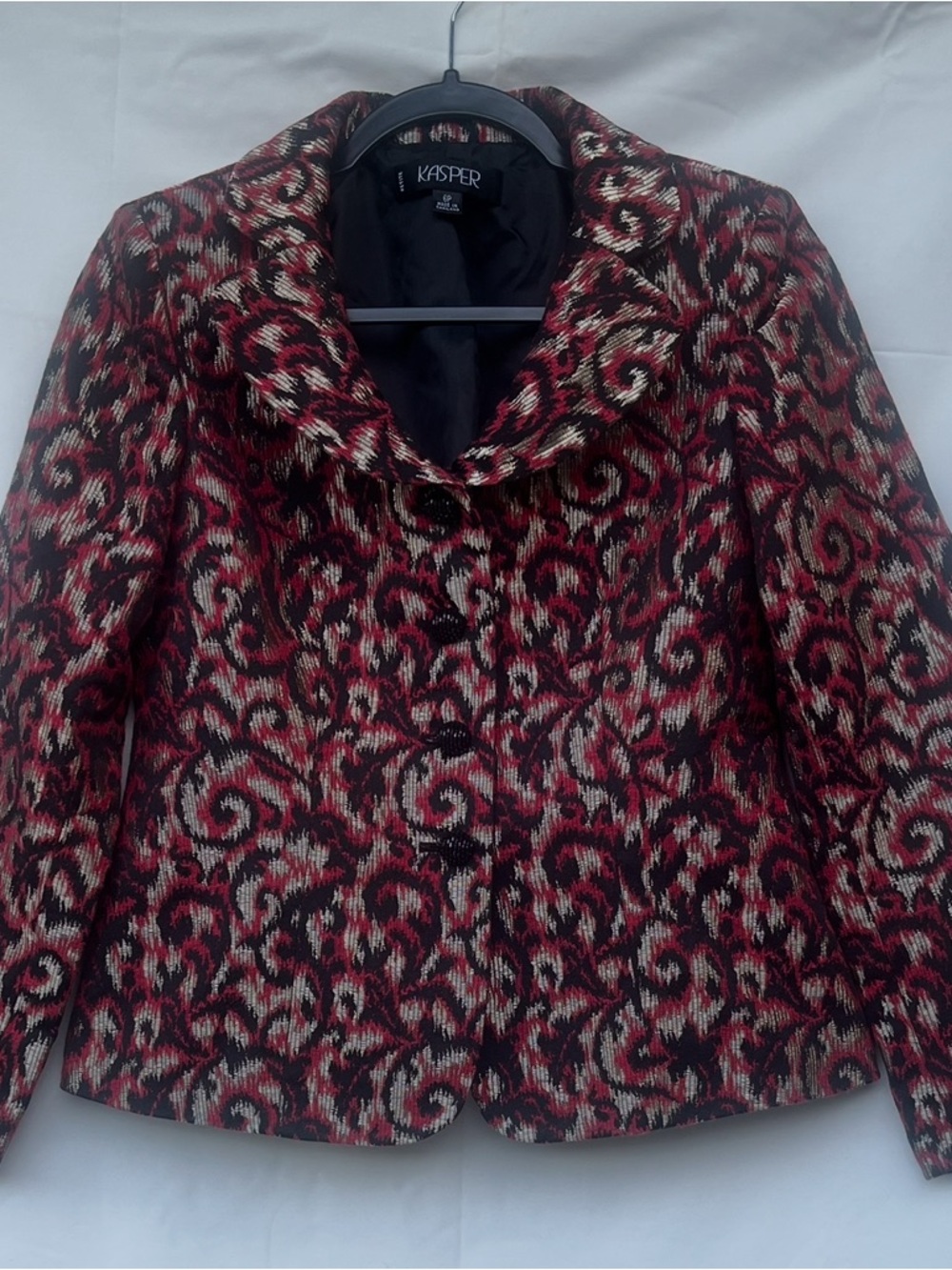 Kasper Red, Black & Gold Swirl Print Blazer